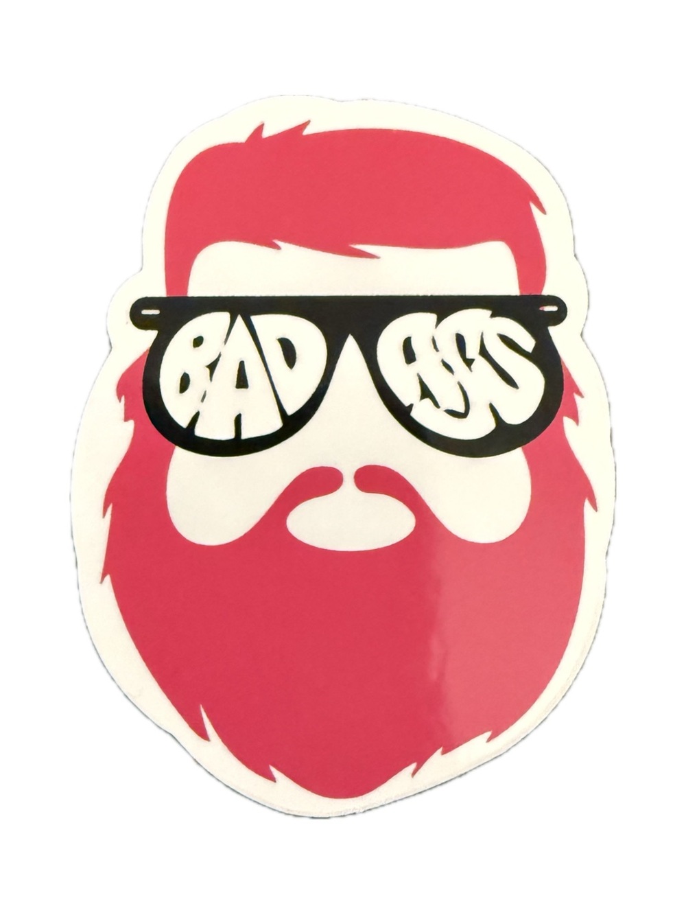 Bad Ass Beard Sunglasses Logo Sticker Funny Graphic Decal Red Beard Art